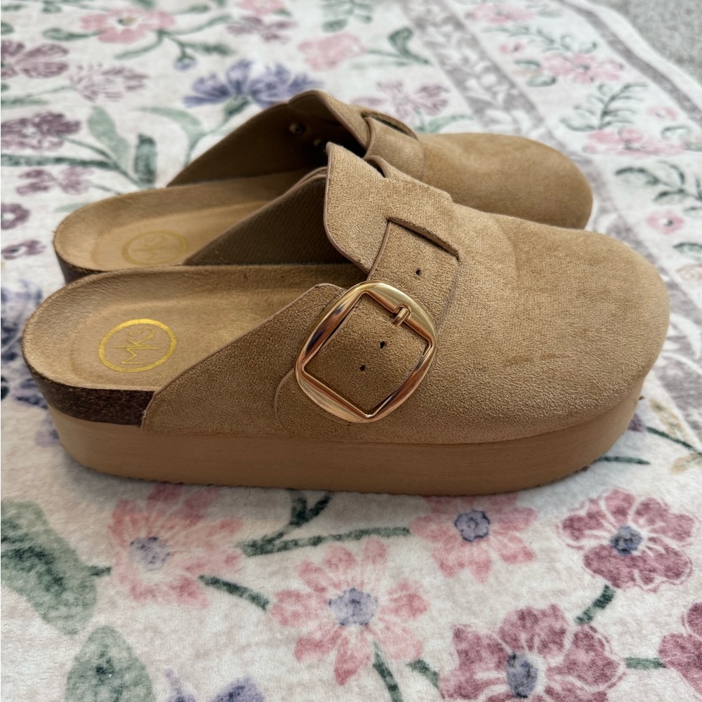 Tan Suede Women's Clogs